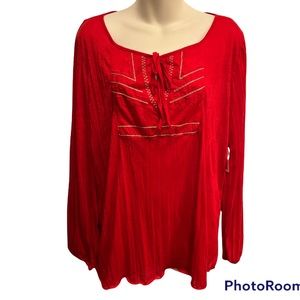 Faded Glory Red Top size Large. Long sleeves